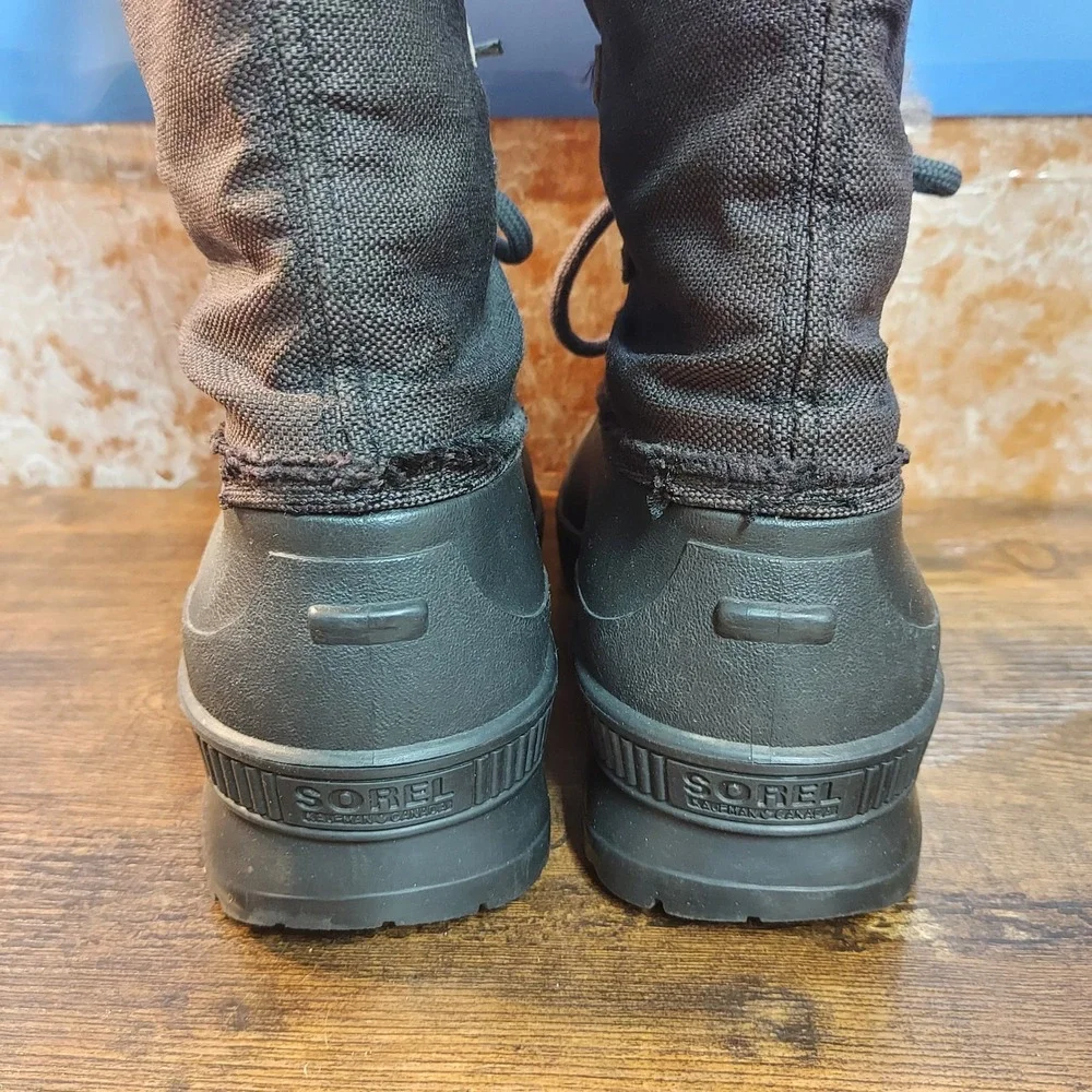 Sorel Kaufman Canada Mens 10 Winter Snow Boots Tall Pac Brown Black Made Canada